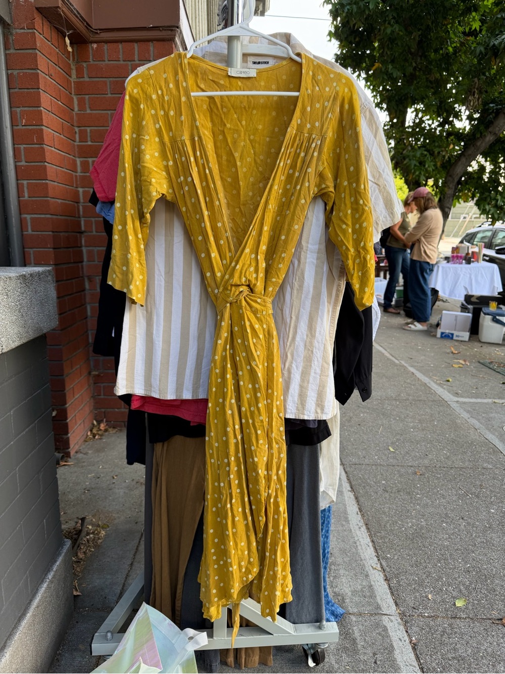 Yellow Polka Dot Wrap Dress